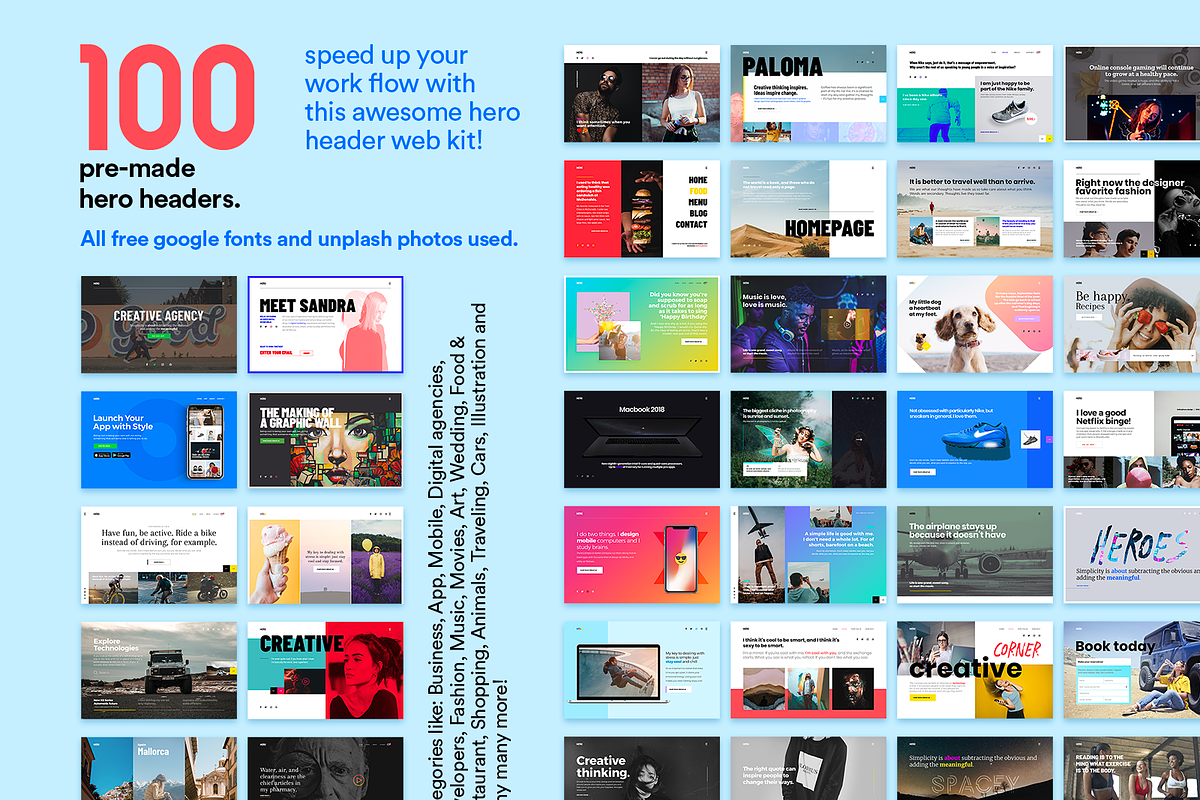 100 Hero Headers Web Kit, a Product Mockup by SPACECAKE (Photo 1 of 7)