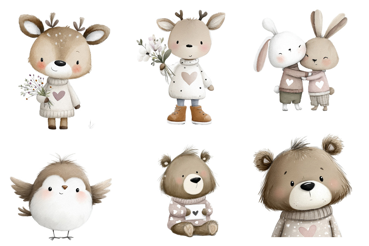 Woodland Valentines Animals, an Illustration by Designworld (Photo 6 of 6)