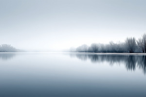 Serene misty lake landscape, a Nature Photo by MistyDay