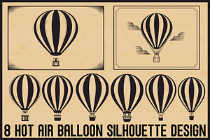Hot Air Balloon Silhouette Set, an Illustration by BIPLOB EXPERT