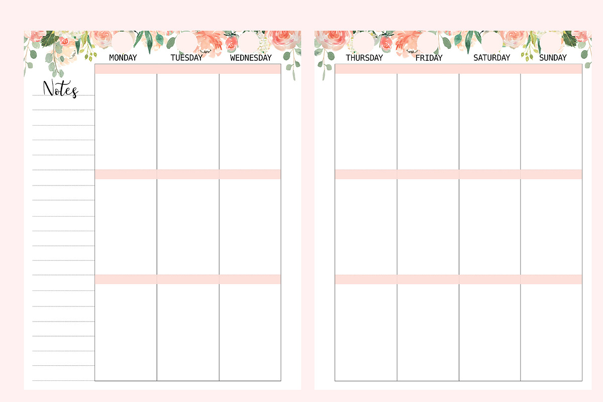 Weekly Planner Inserts 8.5x11 Peachy, a Stationery Template by EasyLifePlanners (Photo 2 of 3)