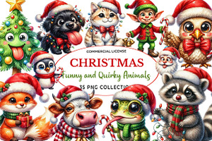 Funny and Quirky Christmas Clipart, a Seasonal Illustration by fashionaddict