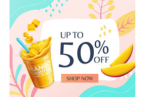 Mango Smoothie Sale Poster Template, a Social Media Template by TotallypicRF