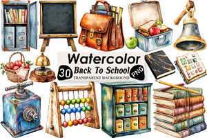 Vintage Back To School Clipart, an Illustration by Black Bird Studio