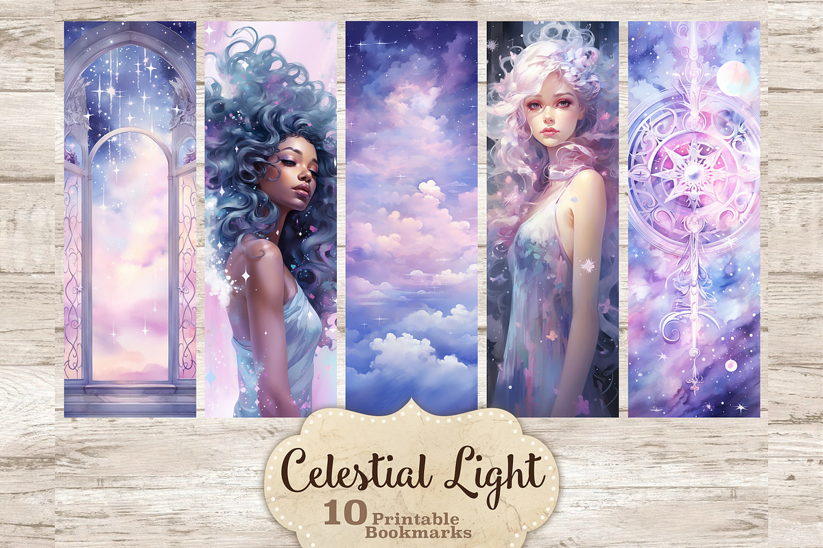 Celestial Bookmarks Digital Download, a Person Illustration by GlamArtZhanna (Photo 1 of 3)