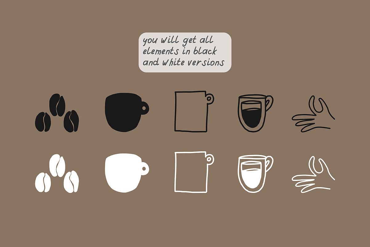 200+ COFFEE CLIPARTS, HAND DRAWN SET, a Food Illustration by JuDesign (Photo 14 of 20)