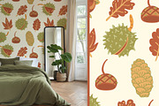 Pine cones & acorns Clipart patterns, a Seasonal Illustration by Carpet Tapete Pretzel (Thumbnail 8 of 13)