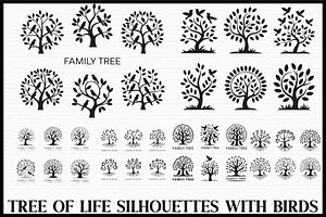 Tree of Life Bird Silhouette Set, an Illustration by Designer_Momina