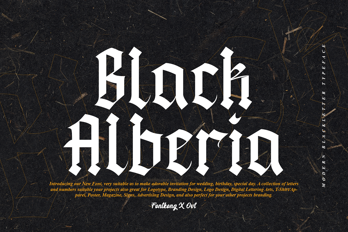 Black Alberia - Modern Blackletter, a Blackletter Font by overlaytemplates (Photo 1 of 5)