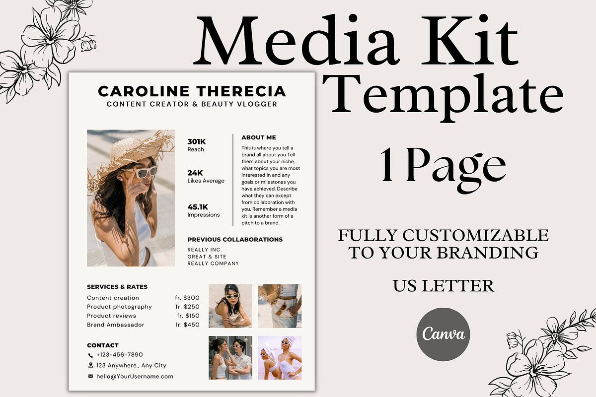 1 Page Elegant Rate Card Media Kit, a Social Media Template by Daily Creative (Photo 1 of 4)