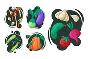 Vector Veggies – Colorful Food Art, a Food Illustration by Thkatefox (Thumbnail 1 of 4)