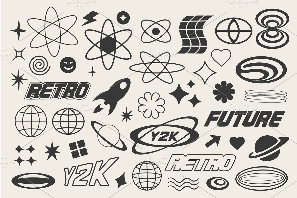 Retro Futuristic Y2k Elements, an Object Illustration by alexdndz