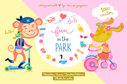 Fun in the Park. Cute animals., an Animal Illustration by Isa De Gregorio (Thumbnail 1 of 8)