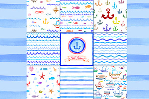 Watercolor Nautical Patterns