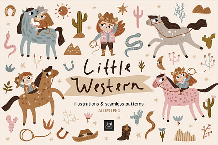 Little Western – clipart and pattern, an Animal Illustration by avdnadi