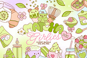 Matcha Girlies Clipart Bundle, a Food Illustration by Huxmay (Thumbnail 1 of 7)