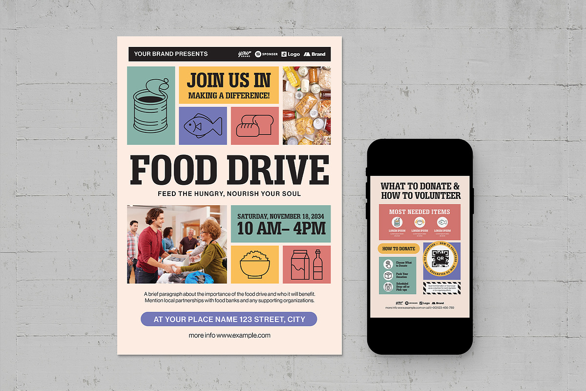 Food Drive Flyer Templates, a Flyer Template by BrandPacks (Photo 2 of 5)