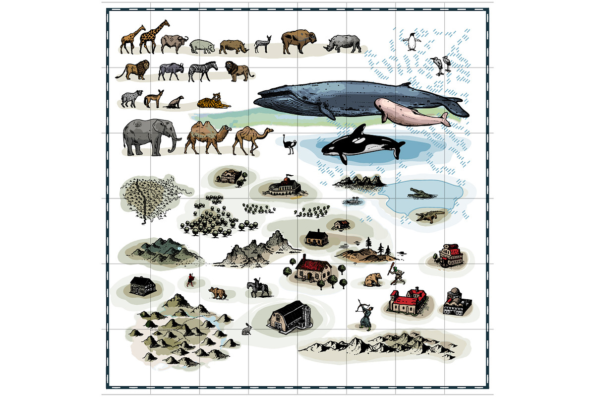 Antique Maps Vector Bundle, an Illustration by Vector Clash (Photo 8 of 9)