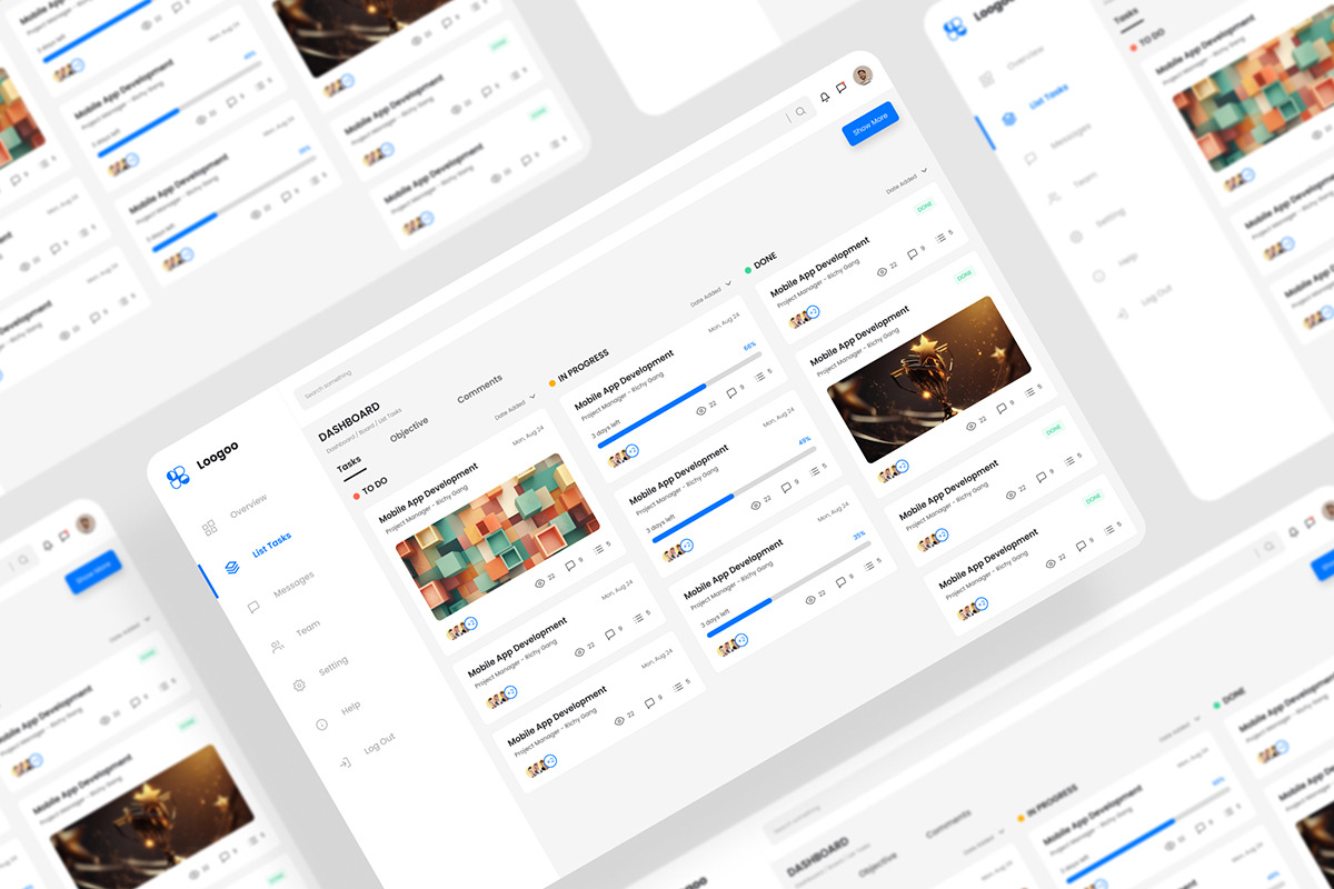 Task Manager Dashboard UI Kit, an UI Kit Template by iDoodle Studio