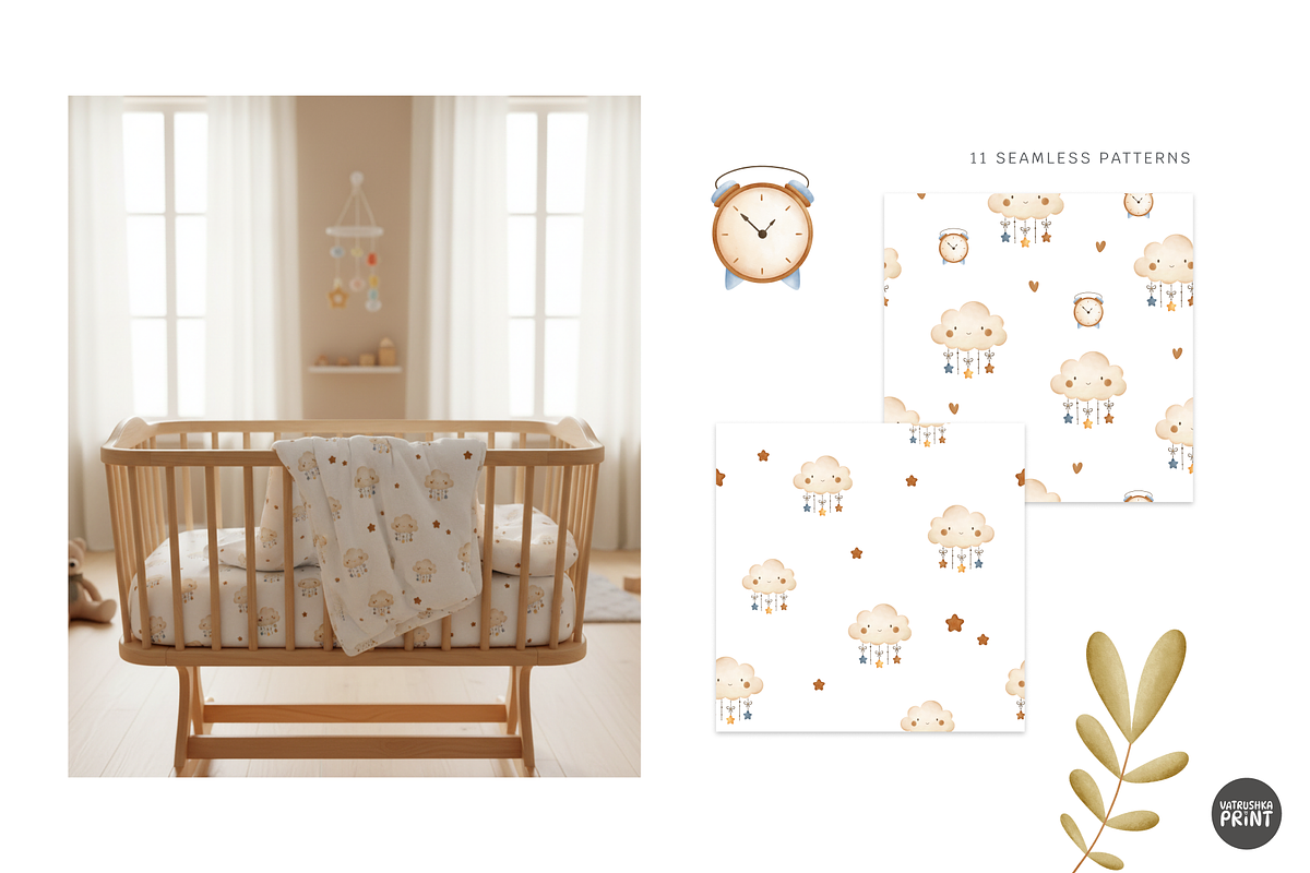 Good Night Baby Patterns Clipart, a Pattern Graphic by vatrushkaprint_store (Photo 4 of 10)
