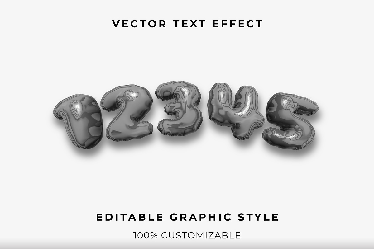 Metallic Black Bubble Text Effect preview 2