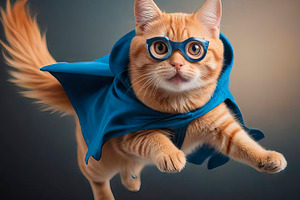Cute ginger tabby cat dressed as sup, an Abstract Photo by TatsianaSalauyova