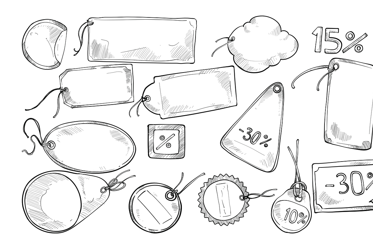 price tag handdrawn collection, an Object Graphic by nikagraphic