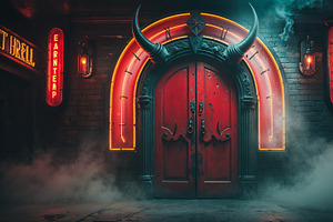 Ornate red double doors, an Illustration by wavebreak