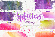 Watercolor splatters paint splashes, a Texture Graphic by FOXYdigitalart (Thumbnail 3 of 12)