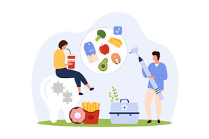 Diet and nutrition for healthy teeth, a Food Illustration by Flashvector