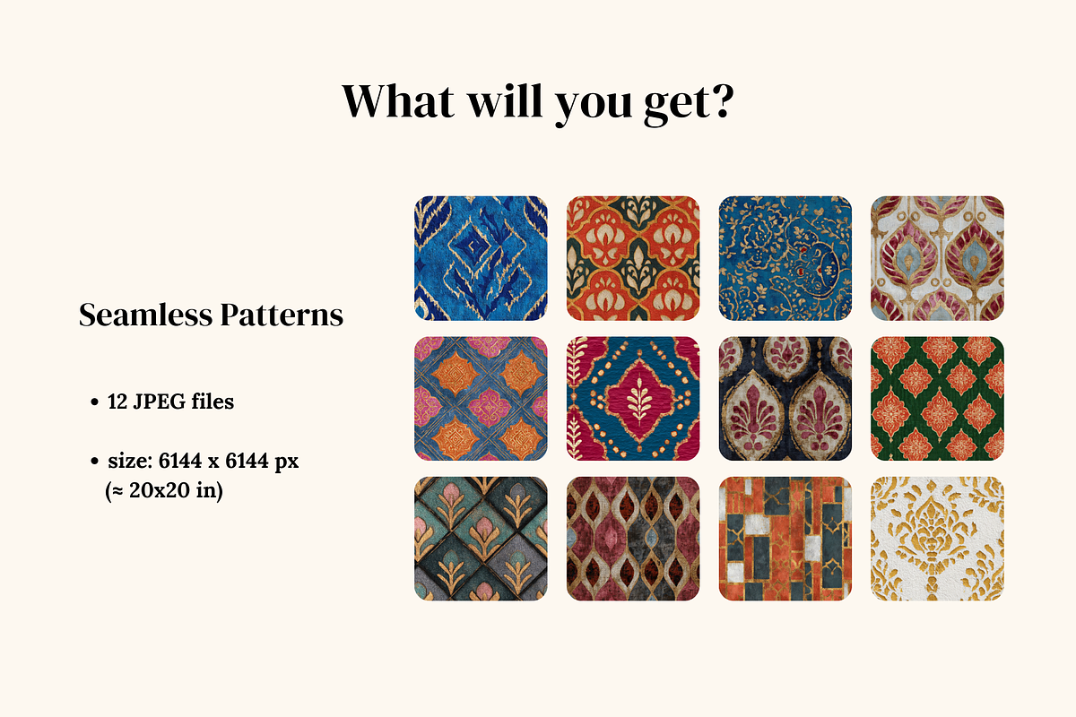 Indian Block Print Seamless Patterns, a Pattern Graphic by Ninterints