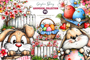 Blue Pink Gingham Spring Clipart, an Illustration by CreationArt