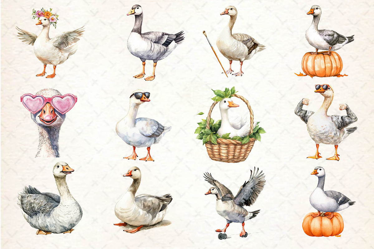 Silly Goose Sublimation Clipart, an Illustration by Dream Creation (Photo 4 of 4)