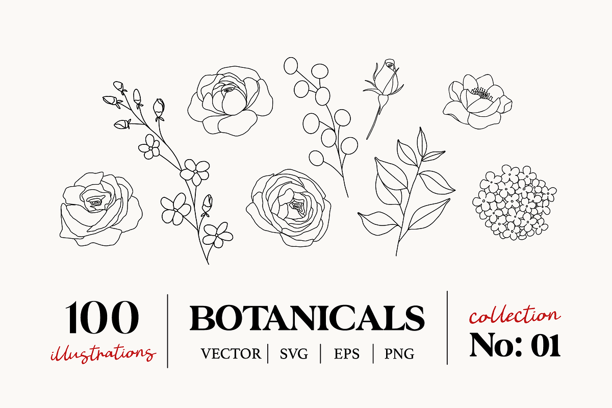 Botanical Line Art Logo Elements V1, a Texture Illustration by Kaya Fonts (Photo 1 of 19)