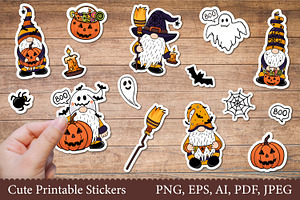 Halloween Gnomes Printable Stickers