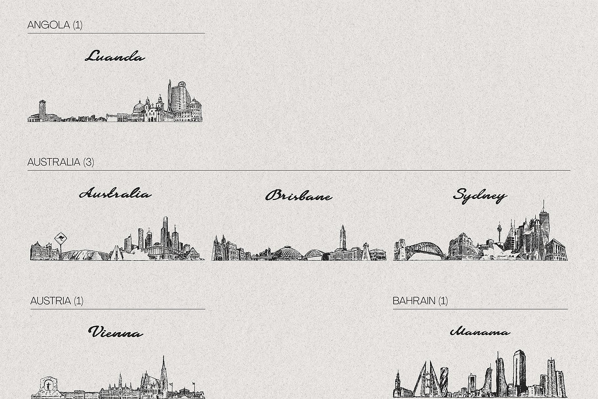 Hand Drawn City & Country Skylines, a Work Illustration by TheMountBirdStudio (Photo 6 of 20)