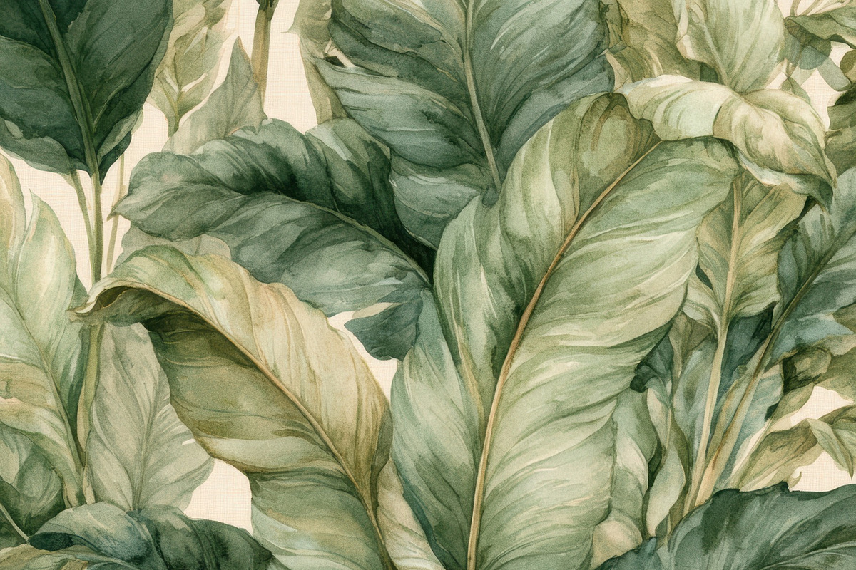 Lush Tropical Banana Leaf Wallpaper, a Decorative Illustration by Virgo Studio
