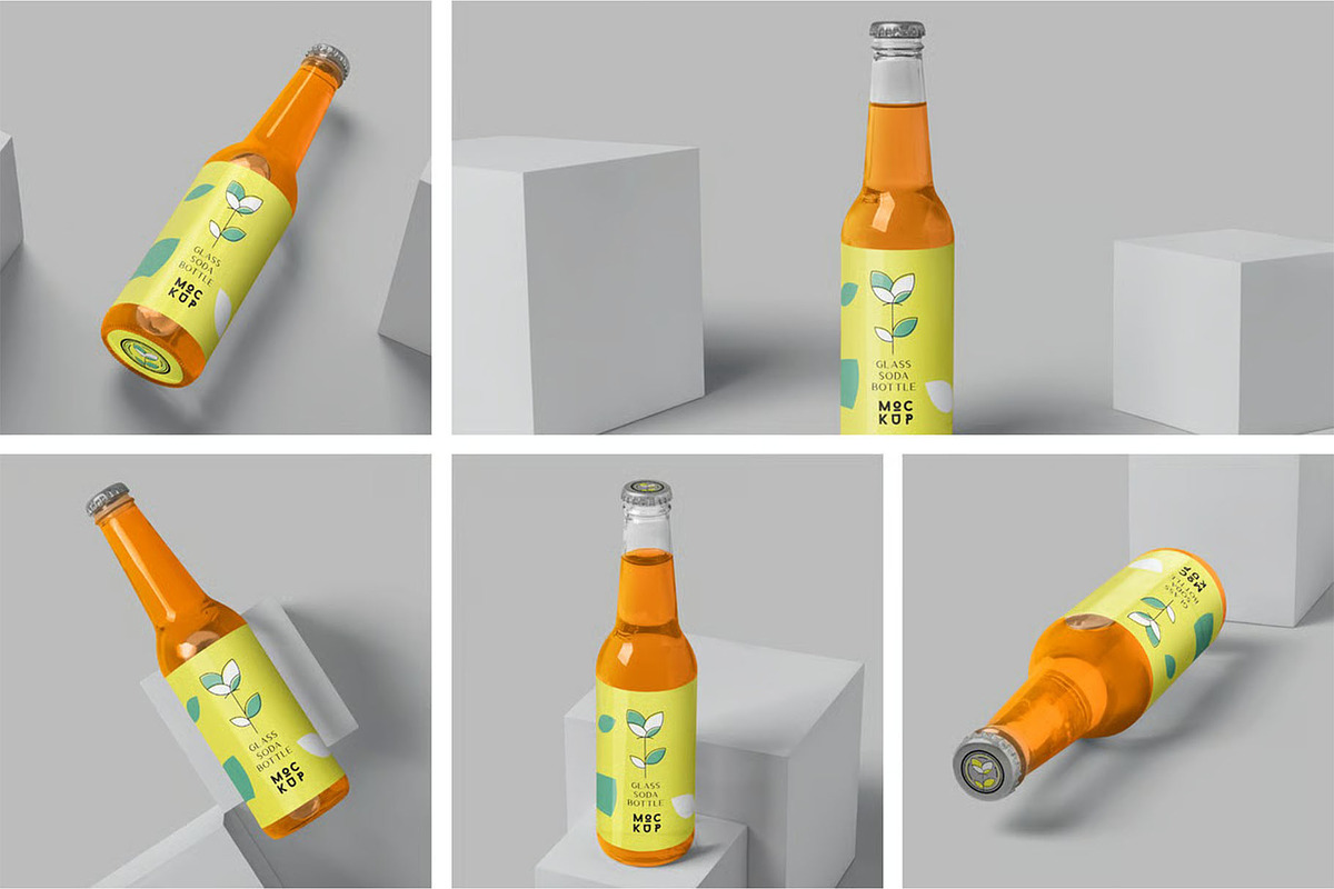 Glass Soda Bottle Mockups, a Product Mockup by megostudi0 (Photo 1 of 7)