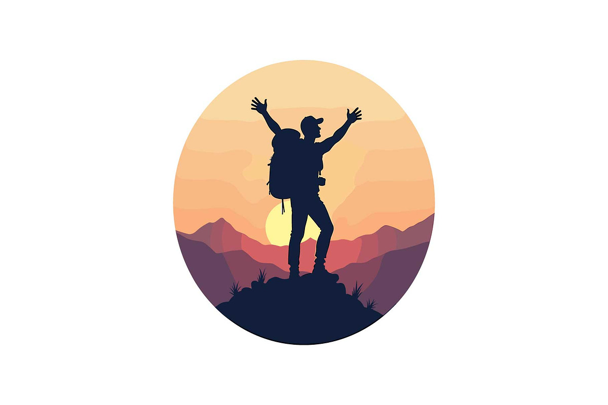 Sunset Hiking Silhouette  Bundle, an Object Graphic by yasushie (Photo 16 of 16)