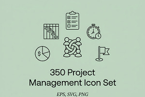 350 Project Management Icons, an Outline Icon by adenpinkstore