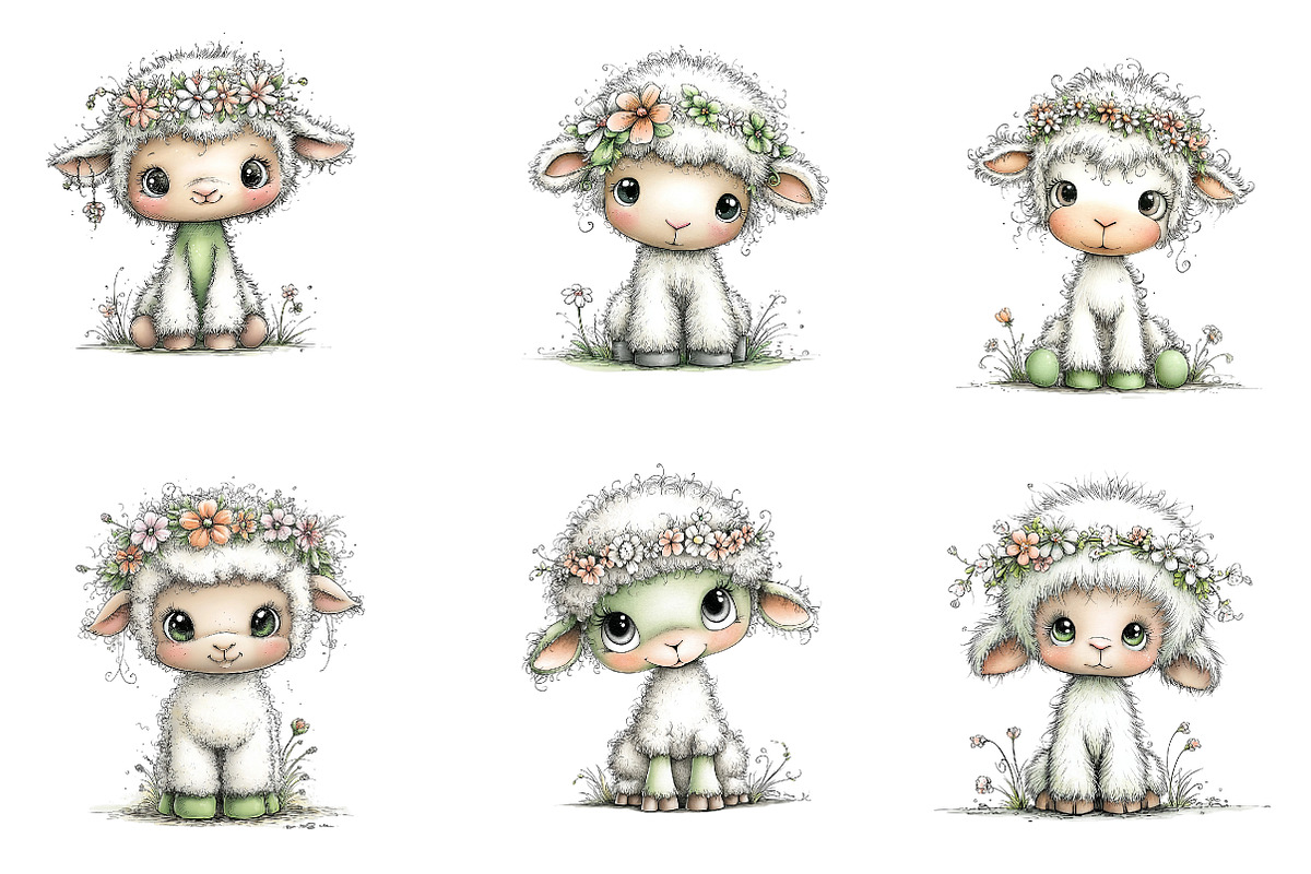 Whimsical Spring Lamb Clipart PNG, an Illustration by CreationArt (Photo 4 of 7)