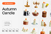 Autumn Candle 3D Icon Set, a 3D by Eklip Studio (Thumbnail 1 of 2)