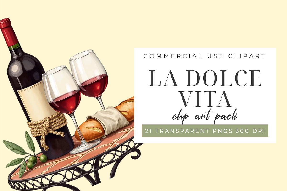 La Dolce Vita Italian Clipart PNG, an Object Graphic by Printable Pretty Studio (Photo 4 of 6)