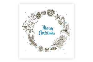 Vintage Vector Christmas Card