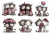 Sweet Valentine Cat Couple Clipart, an Illustration by Daily.Designs (Thumbnail 8 of 8)