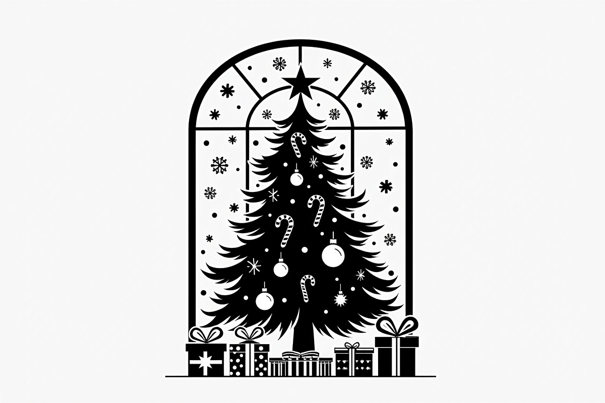 Festive Christmas Tree Silhouette Se, an Illustration by BIPLOB EXPERT (Photo 5 of 20)