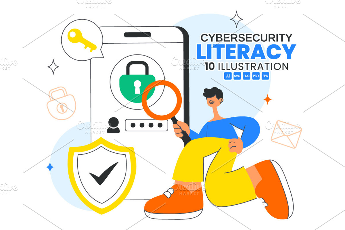 10 Cybersecurity Literacy, a Technology Illustration by denayunebgt (Photo 1 of 4)