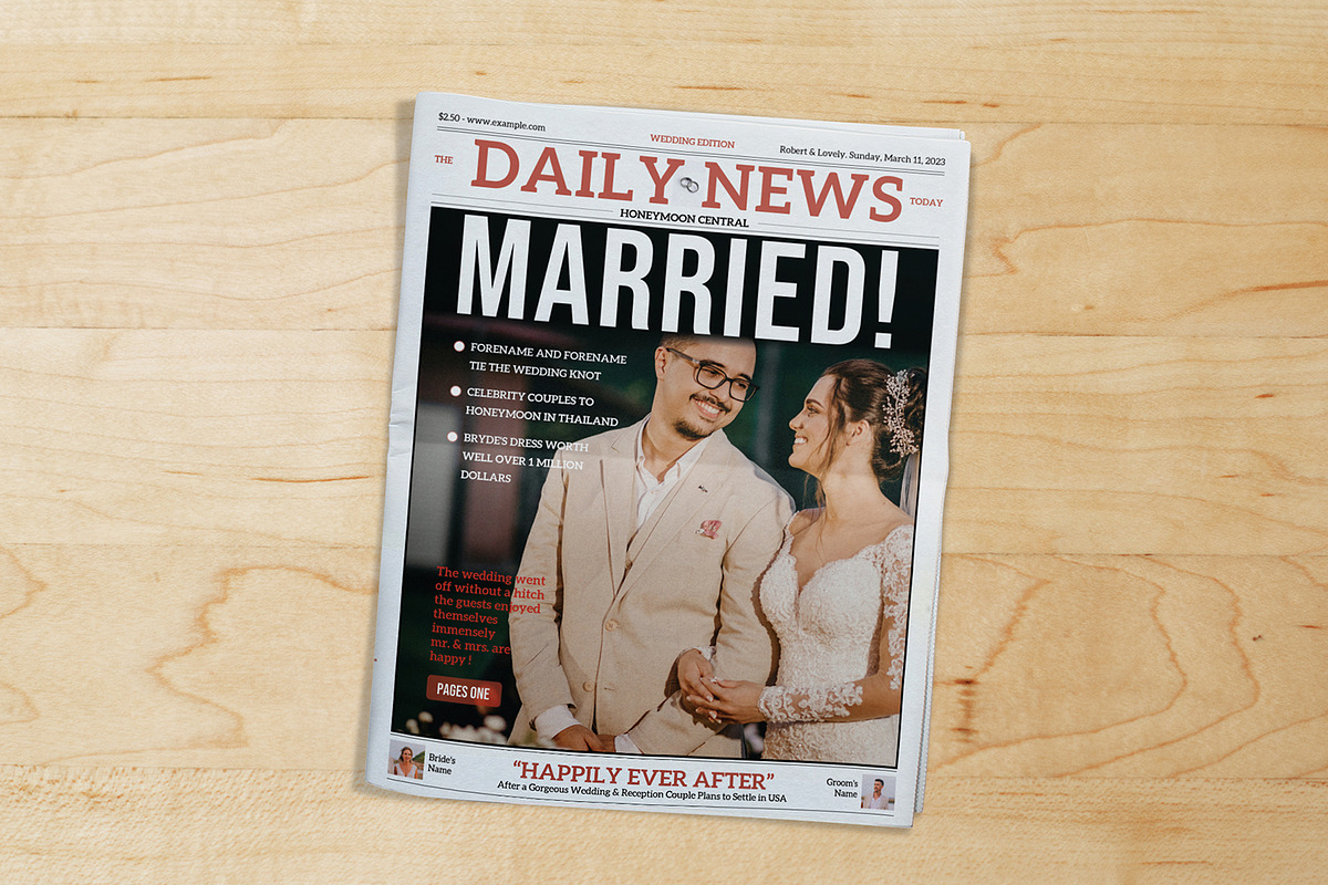 Wedding Newspaper Template, a Flyer Template by retrographix (Photo 3 of 5)