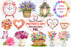Hand-Painted Mother's Day Clipart, an Illustration by RobertsArt