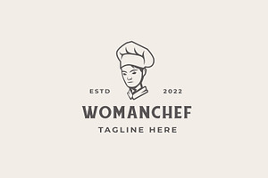 Retro Woman Chef Restaurant Logo